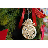 Ornament brad de Craciun, Perlat, Rotund, 8 cm x 11 cm, Plastic, Vivimall - vivimall.ro