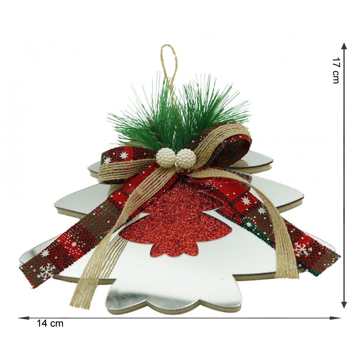 Ornament brad, Vivimall, Brad, Argintiu, Lucios, 14*17CM, Acril, Interior/ Exterior - vivimall.ro