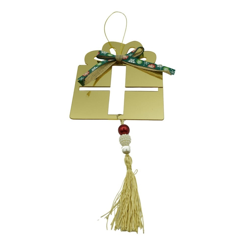 Ornament brad, Vivimall, Cadou, Auriu, Lucios, 16*28CM, Acril, Interior/ Exterior - vivimall.ro