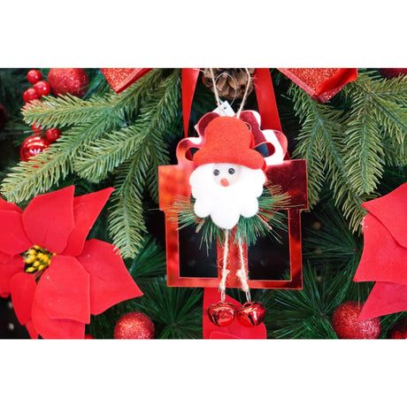 Ornament brad, Vivimall, Cadou cu clopotei, Rosu, Lucios, 15*20CM, Acril, Interior/ Exterior - vivimall.ro