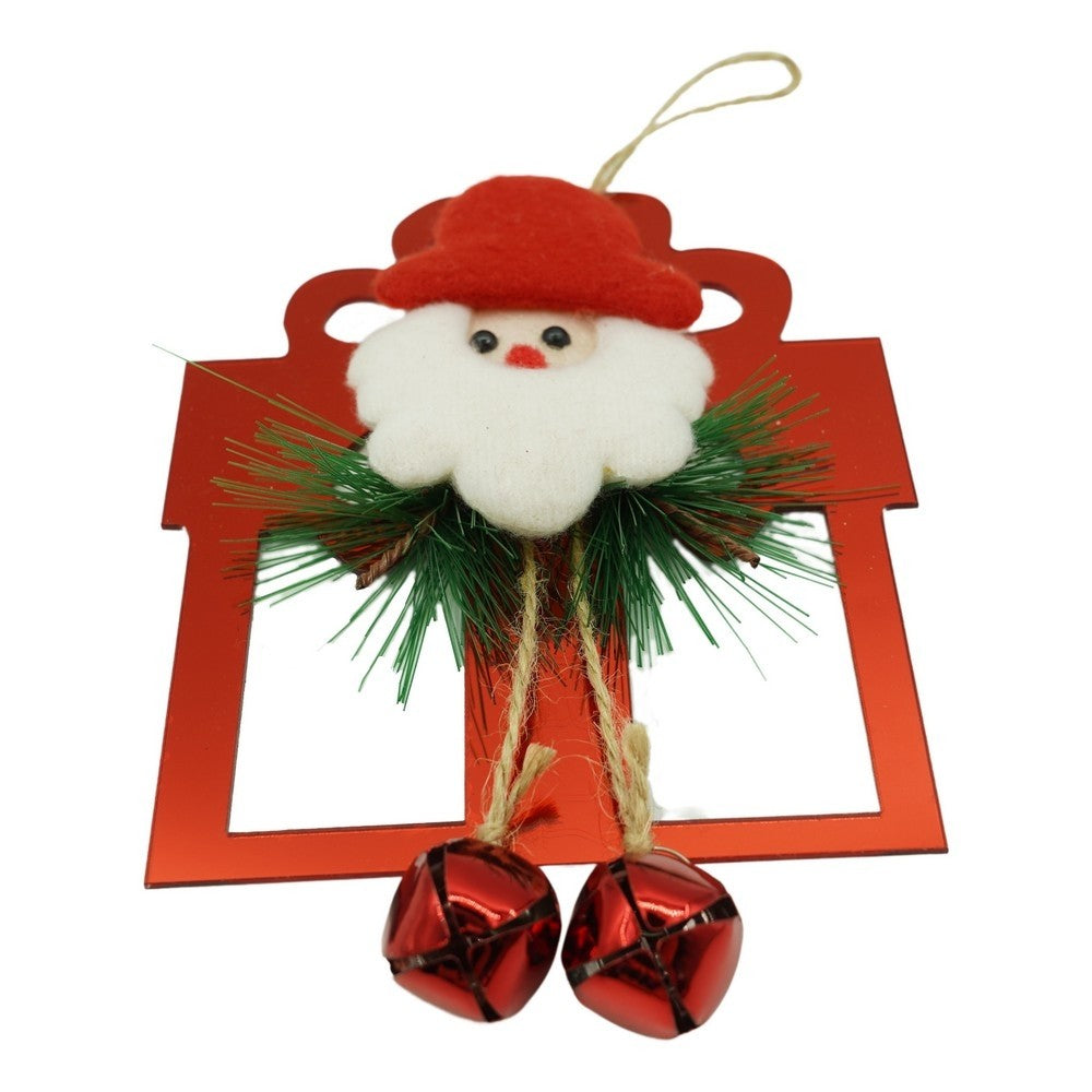 Ornament brad, Vivimall, Cadou cu clopotei, Rosu, Lucios, 15*20CM, Acril, Interior/ Exterior - vivimall.ro