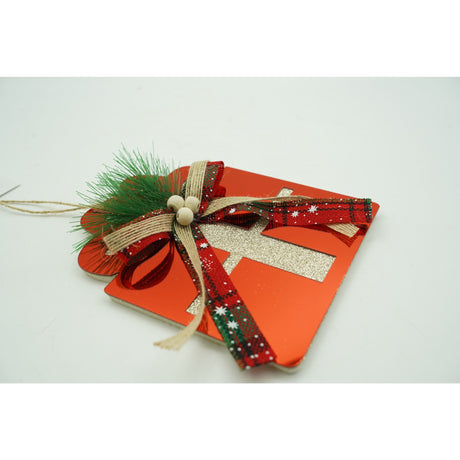 Ornament brad, Vivimall, Cadou, Rosu, Lucios, 15*15CM, Acril, Interior/ Exterior - vivimall.ro