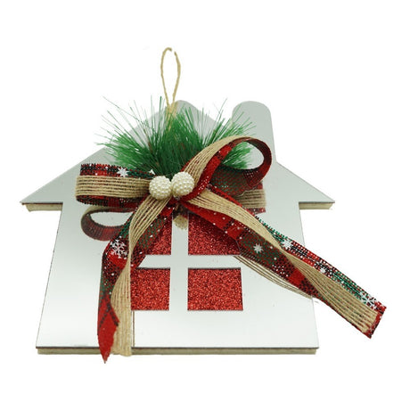 Ornament brad, Vivimall, Casa, Argintiu, Lucios, 14*17CM, Acril, Interior/ Exterior - vivimall.ro