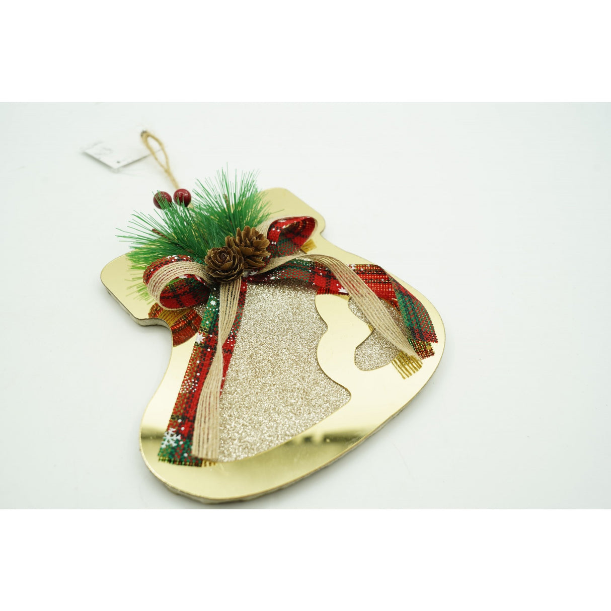 Ornament brad, Vivimall, Ciorap, Auriu, Lucios, 17*17CM, Acril, Interior/ Exterior - vivimall.ro