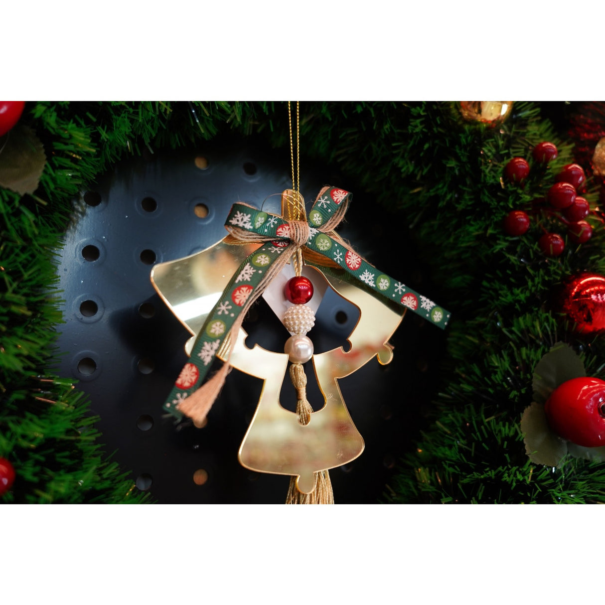 Ornament brad, Vivimall, Clopotei, Auriu, Lucios, 14*26CM, Acril, Interior/ Exterior - vivimall.ro