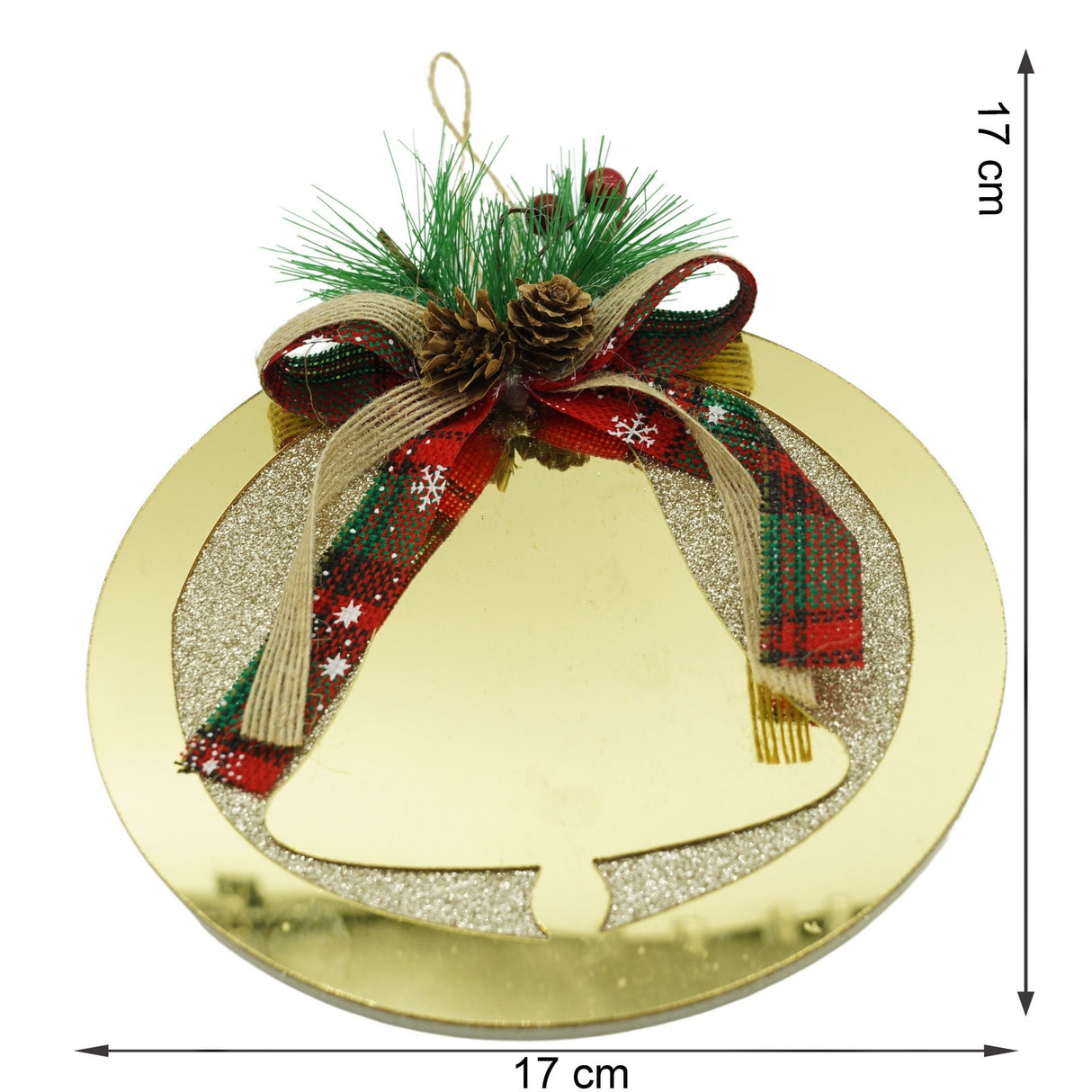 Ornament brad, Vivimall, Clopotel, Auriu, Lucios, 17*17CM, Acril, Interior/ Exterior - vivimall.ro