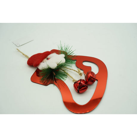 Ornament brad, Vivimall, Gheata cu clopotei, Rosu, Lucios, 15*20CM, Acril, Interior/ Exterior - vivimall.ro