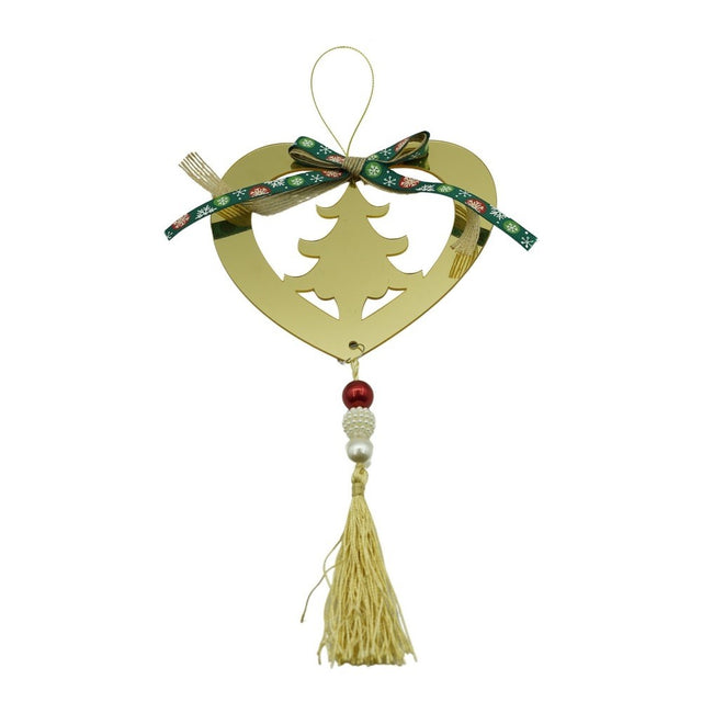 Ornament brad, Flippy, Inima, Auriu, Lucios, 15*26CM, Acril, Interior/ Exterior - vivimall.ro