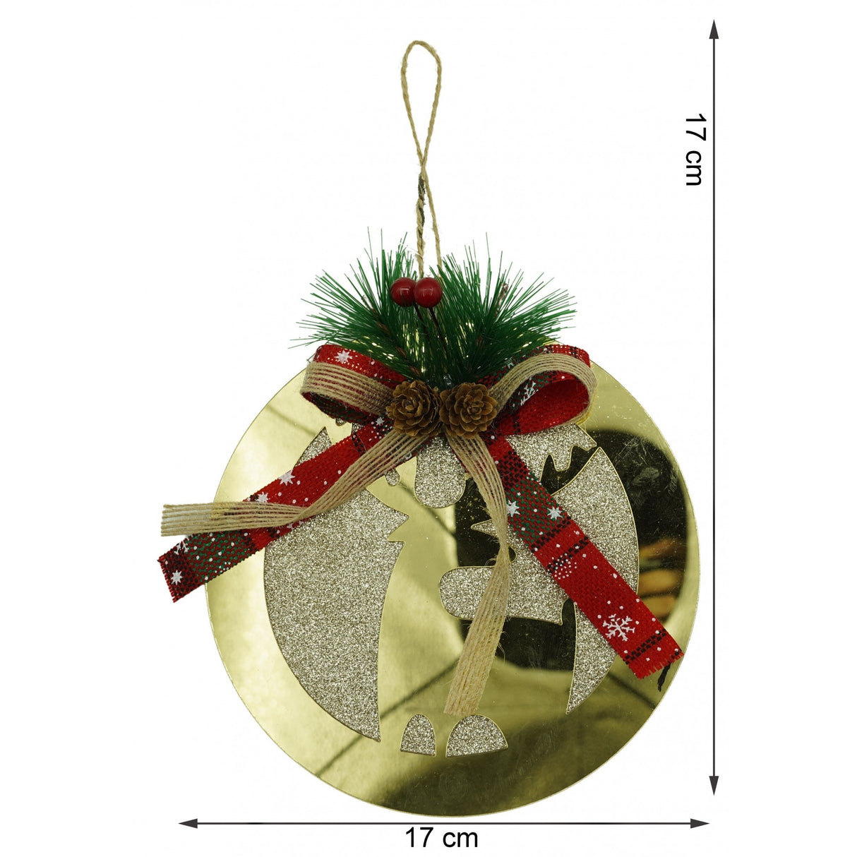 Ornament brad, Vivimall, Ren, Auriu, Lucios, 17*17CM, Acril, Interior/ Exterior - vivimall.ro