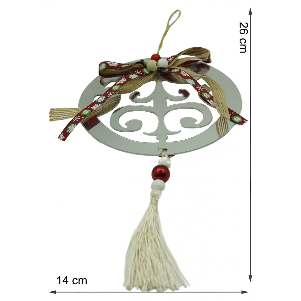 Ornament brad, Vivimall, Rotund, Argintiu, Lucios, 14*26CM, Acril, Interior/ Exterior - vivimall.ro