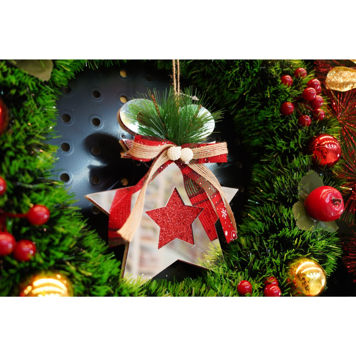 Ornament brad, Vivimall, Stea, Argintiu, Lucios, 14*17CM, Acril, Interior/ Exterior - vivimall.ro
