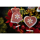 Ornament de brad broderie cu clopot, Vivimall, roz, lemn, 18 cm - vivimall.ro