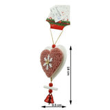 Ornament de brad broderie cu inima, Vivimall, roz, lemn, 18 cm - vivimall.ro
