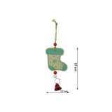 Ornament de brad ciorap cu clopotel, Vivimall, multicolor, lemn, 17 cm - vivimall.ro