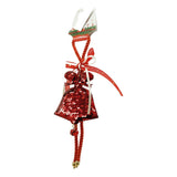 Ornament de brad clopotel cu paiete, Vivimall, rosu, lemn, 25 cm - vivimall.ro