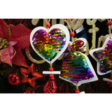 Ornament de brad clopotel din paiete, Vivimall, multicolor, lemn, 18 cm - vivimall.ro