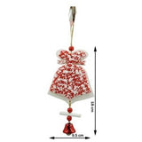 Ornament de brad clopotel din tweed, Vivimall, alb/rosu, lemn, 18 cm - vivimall.ro
