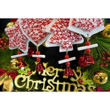 Ornament de brad clopotel din tweed, Vivimall, alb/rosu, lemn, 18 cm - vivimall.ro