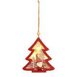 Ornament de Brad, Vivimall, cu Lumini LED, din Lemn, Figurina Elf, Model Brad, Multicolor - vivimall.ro