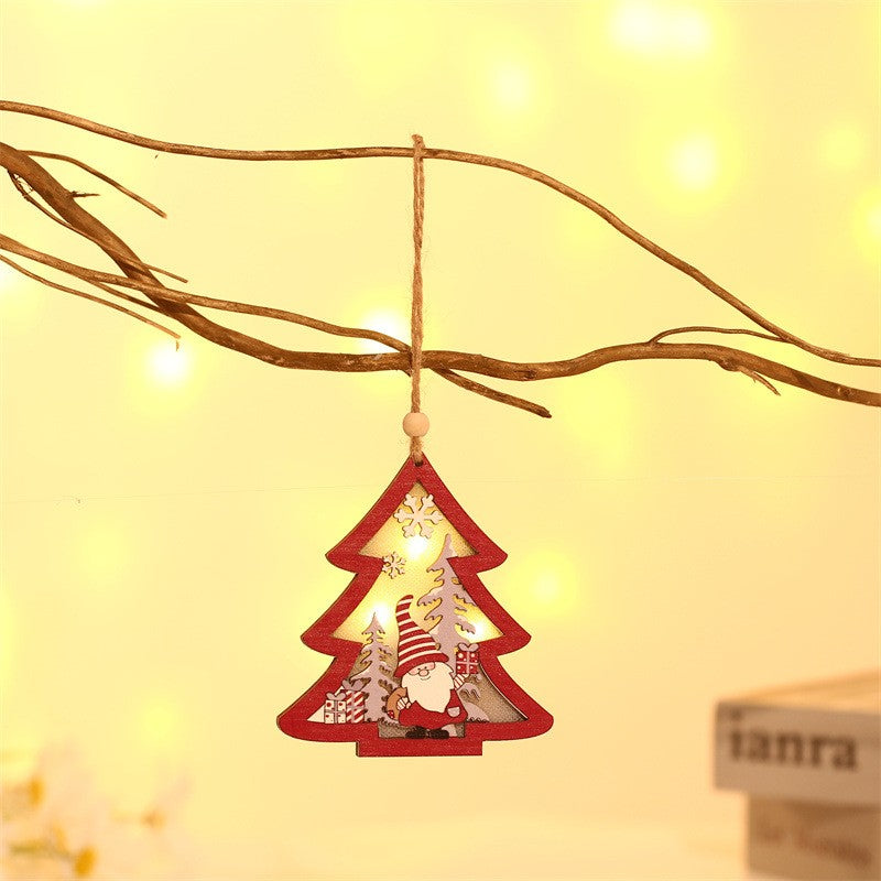 Ornament de Brad, Vivimall, cu Lumini LED, din Lemn, Figurina Elf, Model Brad, Multicolor - vivimall.ro