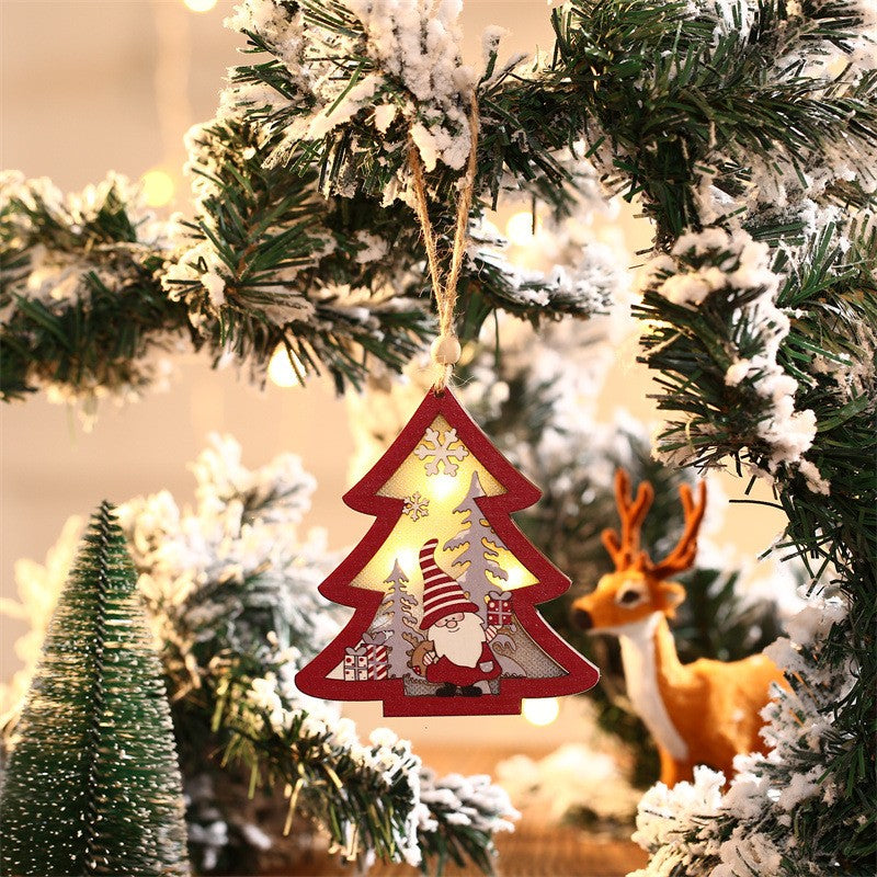 Ornament de Brad, Vivimall, cu Lumini LED, din Lemn, Figurina Elf, Model Brad, Multicolor - vivimall.ro