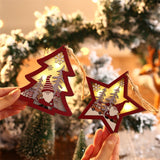 Ornament de Brad, Vivimall, cu Lumini LED, din Lemn, Figurina Elf, Model Brad, Multicolor - vivimall.ro