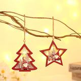 Ornament de Brad, Vivimall, cu Lumini LED, din Lemn, Figurina Elf, Model Brad, Multicolor - vivimall.ro