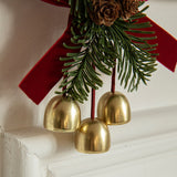 Ornament de Brad, Flippy, tip Funda de Craciun cu 3 Clopotei Aurii si Conuri de Brad, Panglica Rosie de Velvet, 16 x 11 cm, Rosu - vivimall.ro