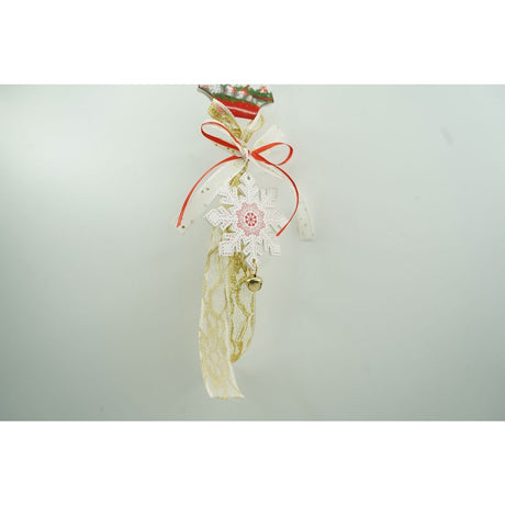 Ornament de brad fulg de nea, Vivimall, alb, lemn, 25 cm - vivimall.ro