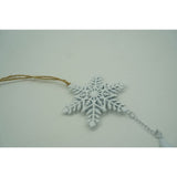 Ornament de brad fulg de nea, Vivimall, alb, metal, 20 cm - vivimall.ro