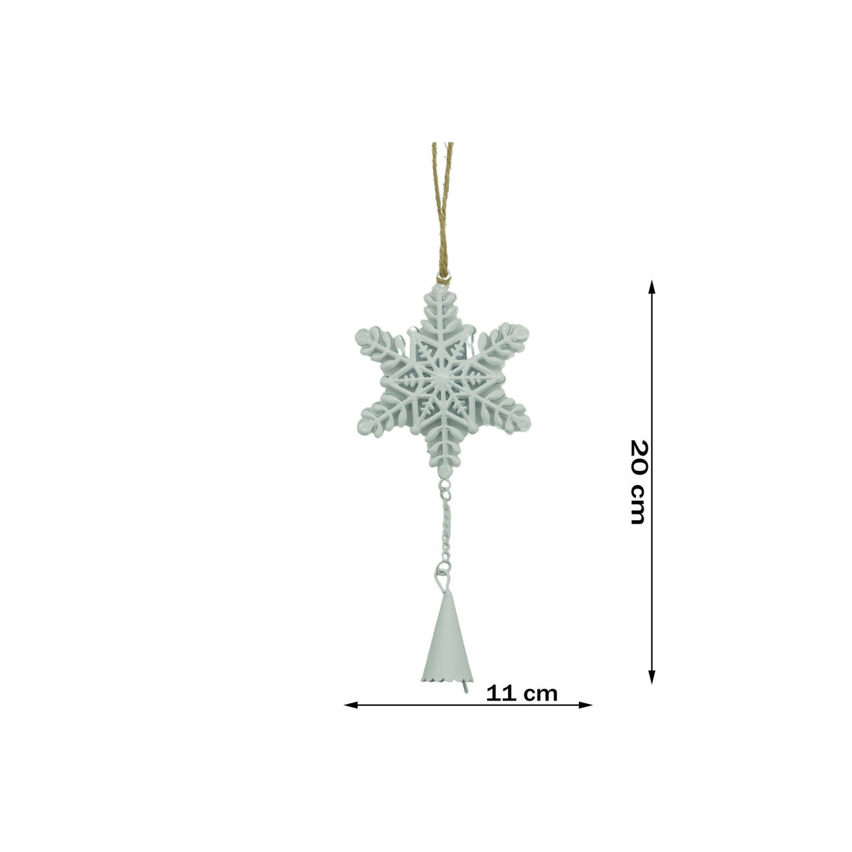 Ornament de brad fulg de nea, Vivimall, alb, metal, 20 cm - vivimall.ro