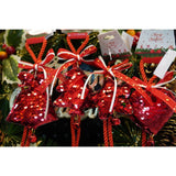 Ornament de brad inima cu paiete, Vivimall, rosu, lemn, 25 cm - vivimall.ro
