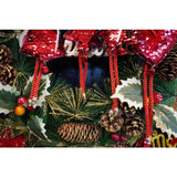 Ornament de brad inima cu paiete, Vivimall, rosu, lemn, 25 cm - vivimall.ro