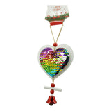 Ornament de brad inima din paiete, Vivimall, multicolor, lemn, 18 cm - vivimall.ro