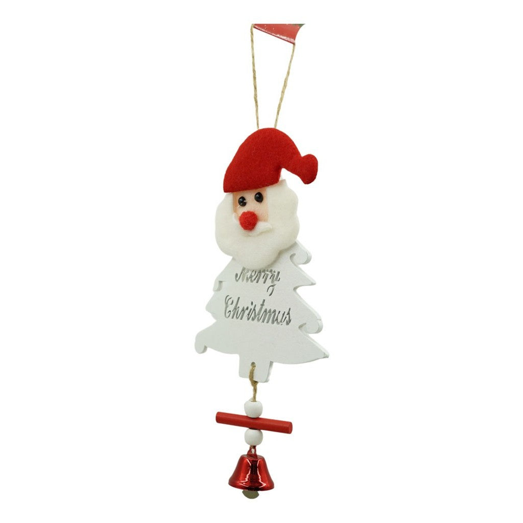 Ornament de brad mos craciun, Vivimall, alb, lemn, 20 cm - vivimall.ro
