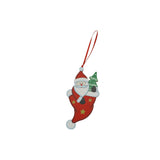 Ornament de brad om de zapada in ciorap, Vivimall, rosu, lemn, 14 cm - vivimall.ro