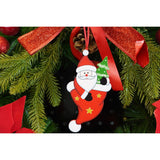 Ornament de brad om de zapada in ciorap, Vivimall, rosu, lemn, 14 cm - vivimall.ro