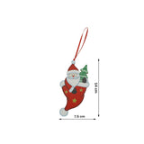 Ornament de brad om de zapada in ciorap, Vivimall, rosu, lemn, 14 cm - vivimall.ro