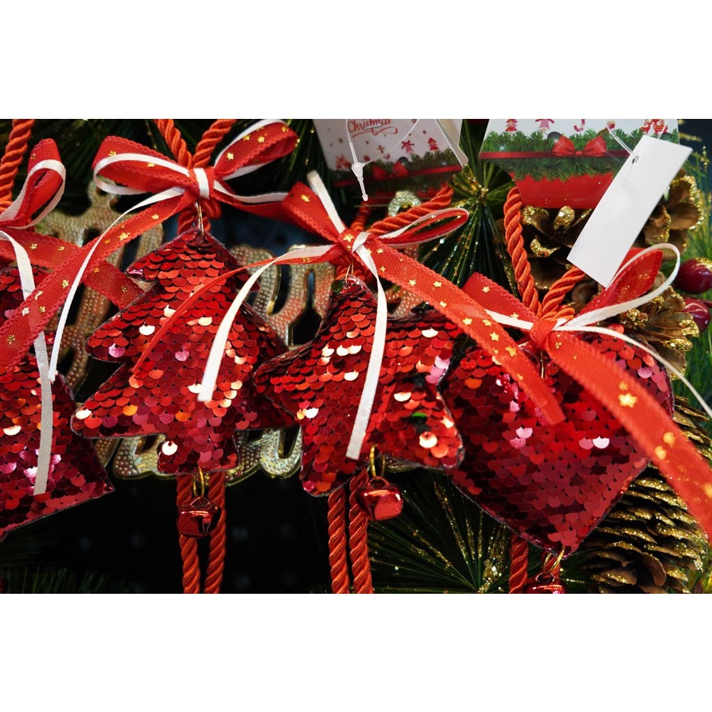 Ornament De Brad Pom De Craciun Cu Paiete, Lemn, 25 Cm