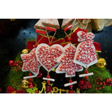 Ornament de brad pom de craciun din tweed, Vivimall, alb/rosu, lemn, 18 cm - vivimall.ro