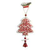 Ornament de brad pom de craciun din tweed, Vivimall, alb/rosu, lemn, 18 cm - vivimall.ro
