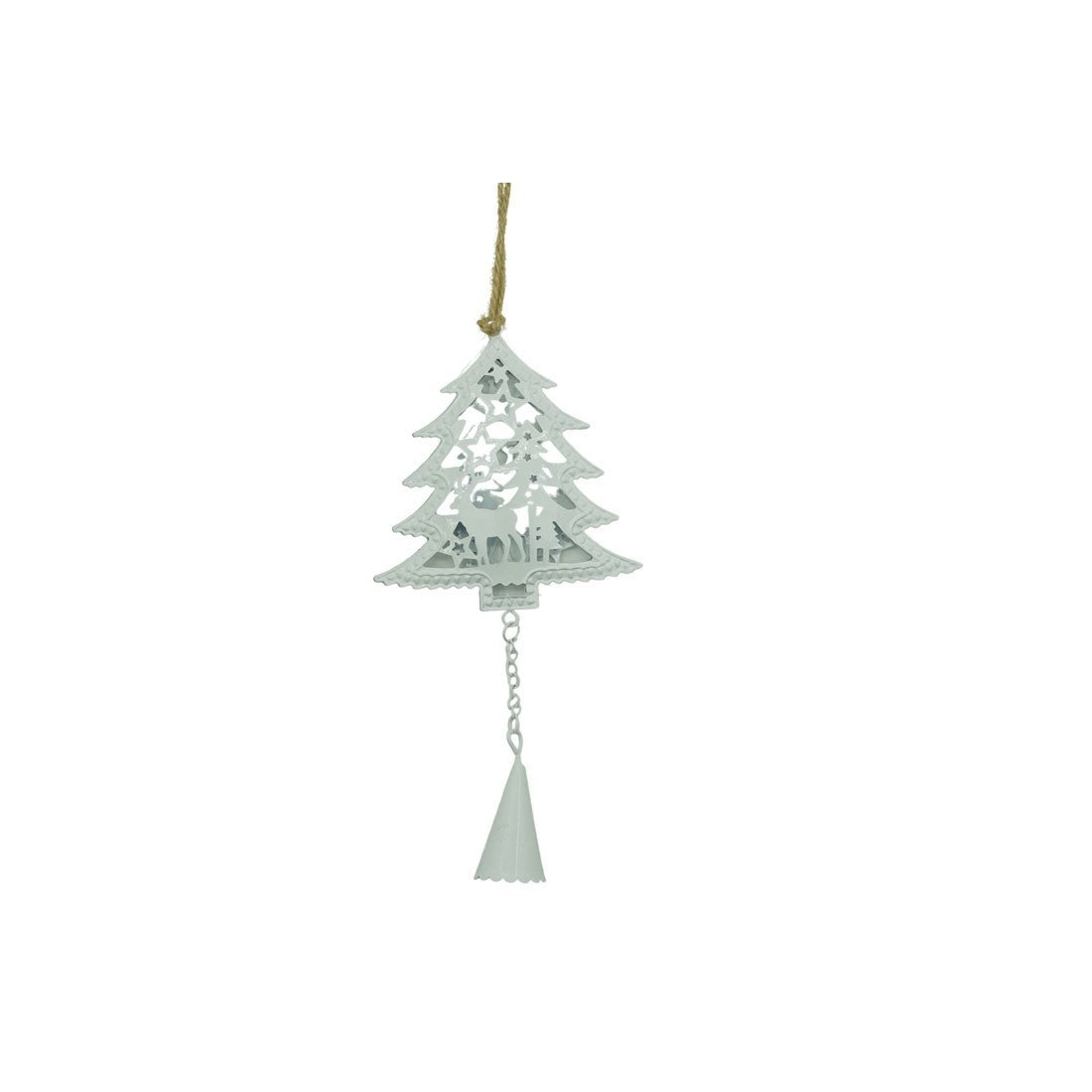 Ornament de brad pom de craciun, Vivimall, alb, metal, 20 cm - vivimall.ro