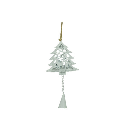 Ornament de brad pom de craciun, Vivimall, alb, metal, 20 cm - vivimall.ro