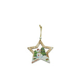 Ornament de brad stea cu om de zapada, Vivimall, multicolor, lemn, 9.9 cm - vivimall.ro