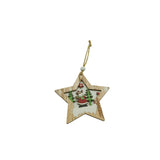 Ornament de brad stea cu ren, Vivimall, multicolor, lemn, 9.9 cm - vivimall.ro