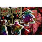 Ornament de brad stea din paiete, Vivimall, multicolor, lemn, 18 cm - vivimall.ro