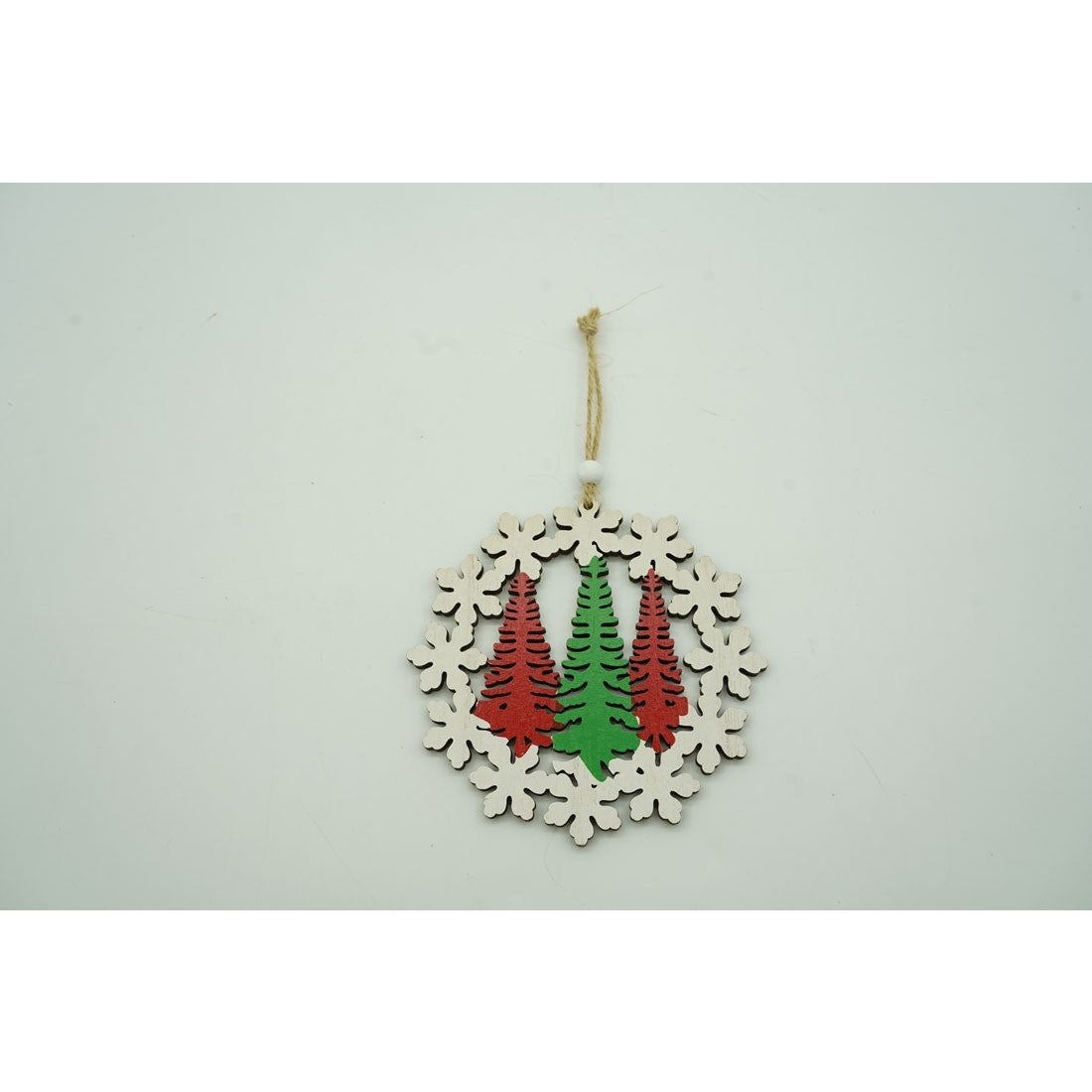 Ornament de brad trei brazi, Vivimall, multicolor, lemn, 12 cm - vivimall.ro