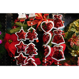 Ornament de brad trei inimi cu paiete, Vivimall, rosu, lemn, 36 cm - vivimall.ro