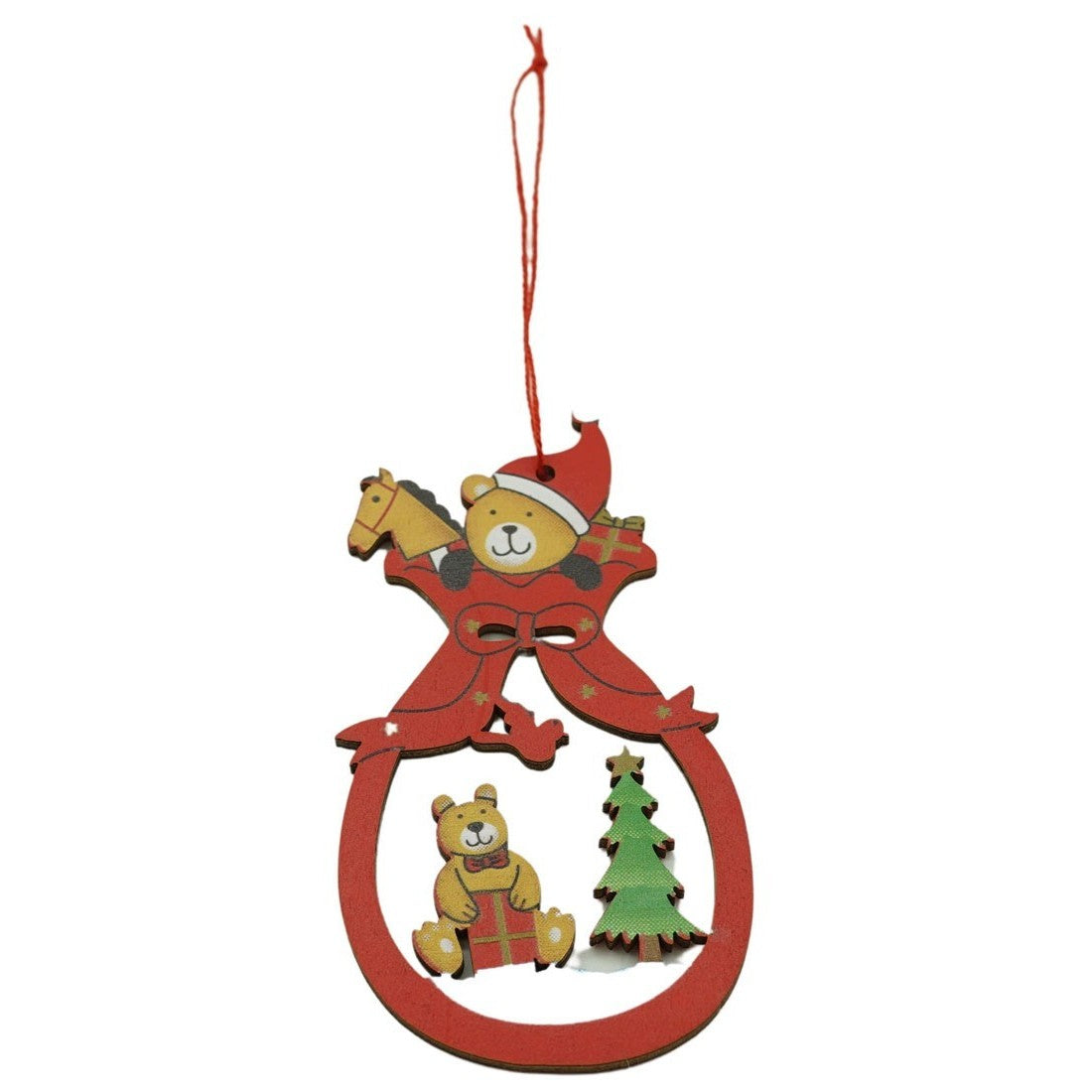 Ornament de brad ursuleti, Vivimall, multicolor, lemn, 10 cm - vivimall.ro