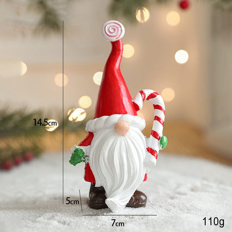 Ornament de Craciun din Rasina pentru Decor, Flippy, Model Spiridus, Decoratiune de Birou pentru Craciun, 14.5 x 7 x 5 cm, Rosu Alb - vivimall.ro